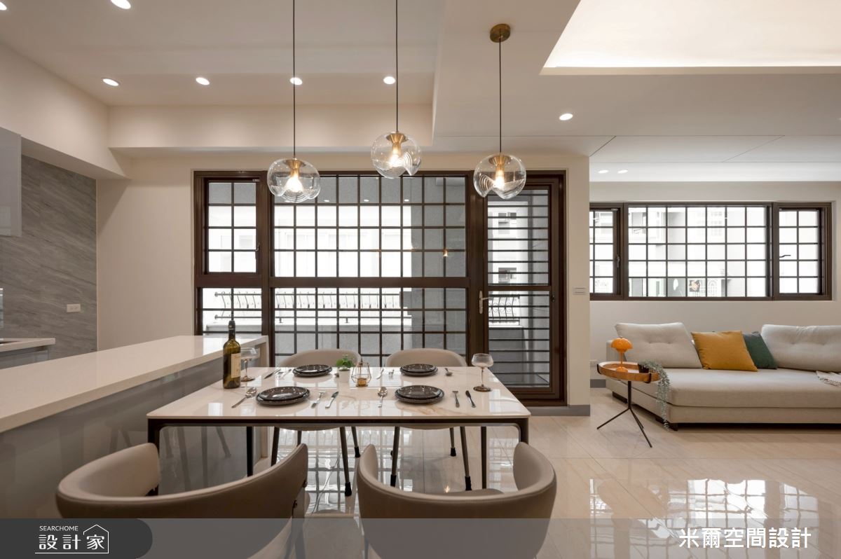 80坪新成屋(5年以下)＿現代風客廳餐廳中島案例圖片＿米爾空間設計＿米爾_傑出-臻藏2_新竹竹北之16
