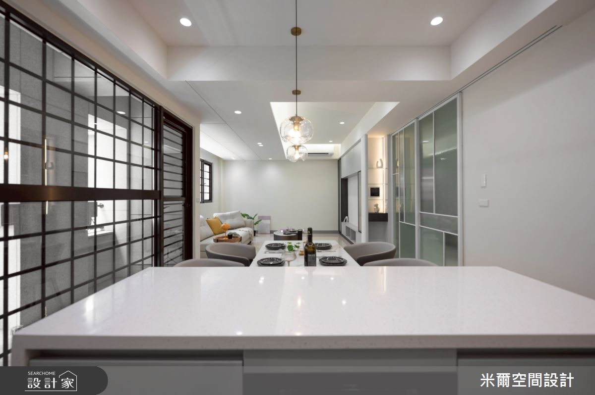 80坪新成屋(5年以下)＿現代風客廳餐廳中島案例圖片＿米爾空間設計＿米爾_傑出-臻藏2_新竹竹北之17