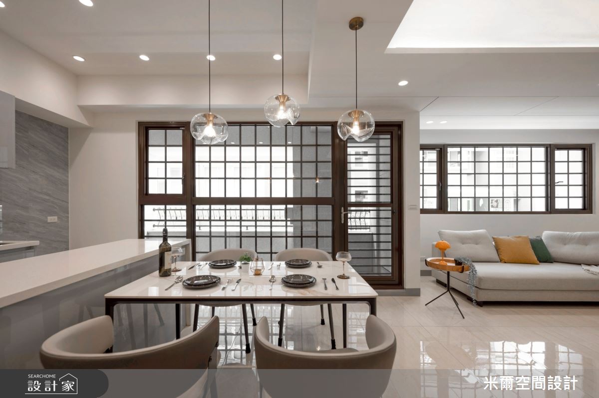 80坪新成屋(5年以下)＿現代風客廳餐廳中島案例圖片＿米爾空間設計＿米爾_傑出-臻藏2_新竹竹北之22