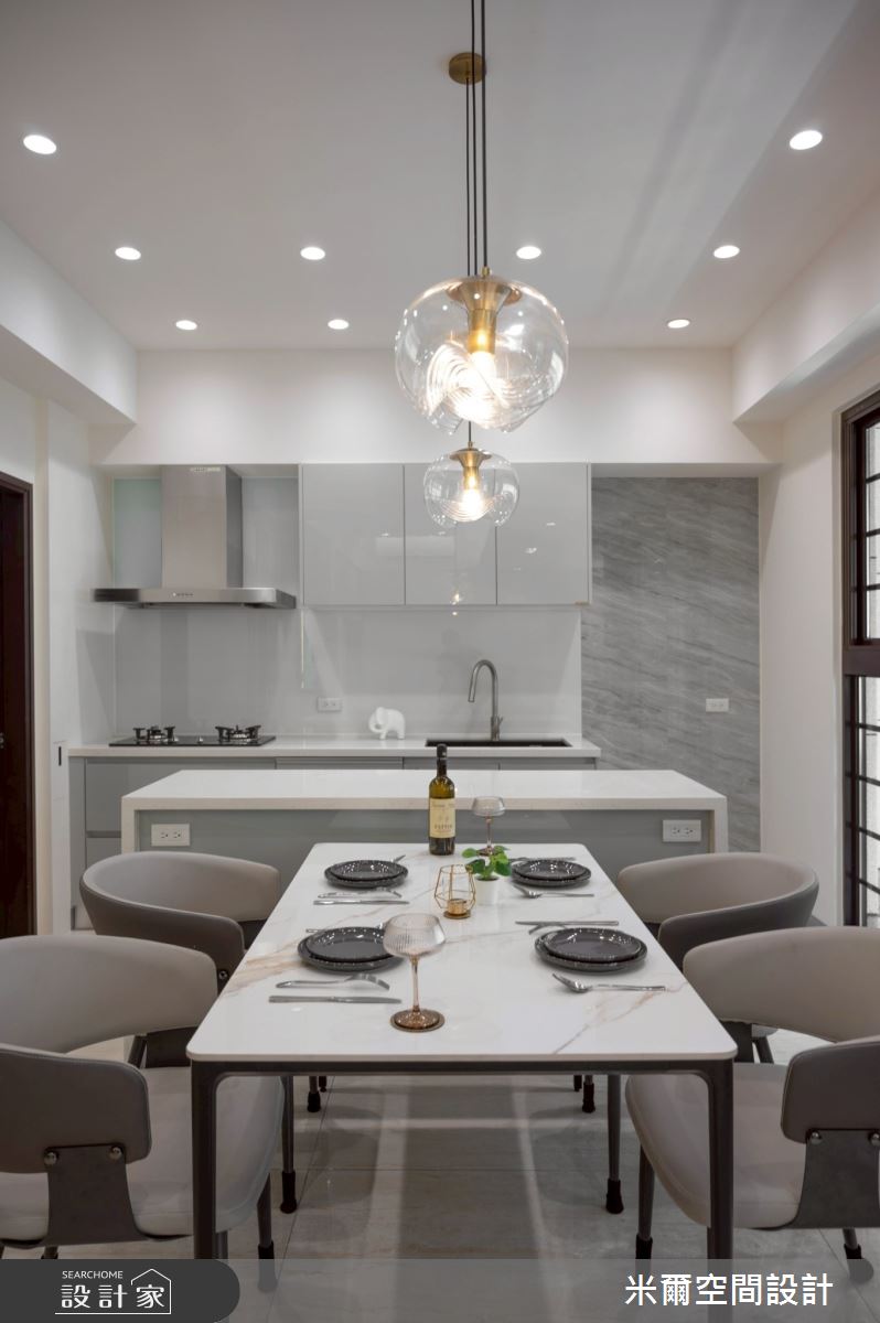 80坪新成屋(5年以下)＿現代風餐廳廚房中島案例圖片＿米爾空間設計＿米爾_傑出-臻藏2_新竹竹北之15
