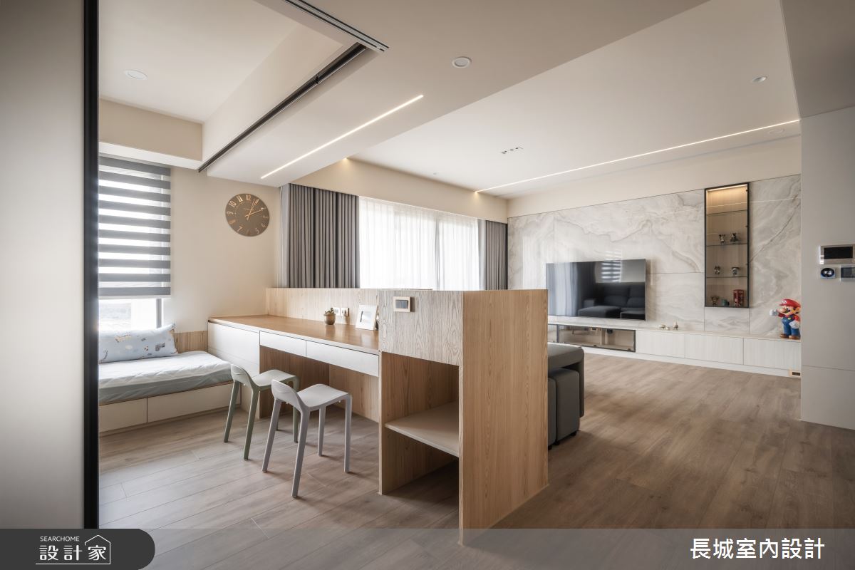 55坪新成屋(5年以下)＿日式無印風客廳書房工作區臥榻案例圖片＿長城室內設計＿長城_16.木韻新居之6