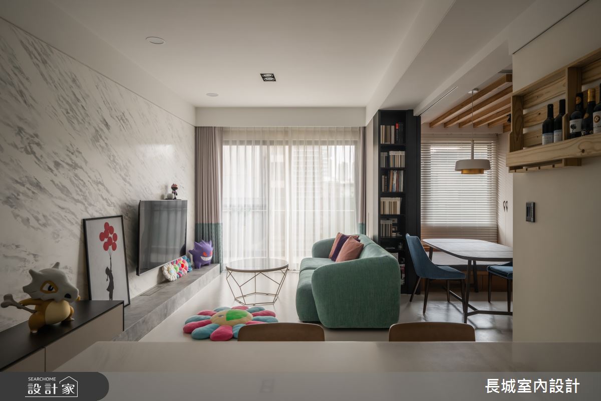 28坪新成屋(5年以下)＿現代風客廳餐廳書房中島案例圖片＿長城室內設計＿長城_20.現代童心之7