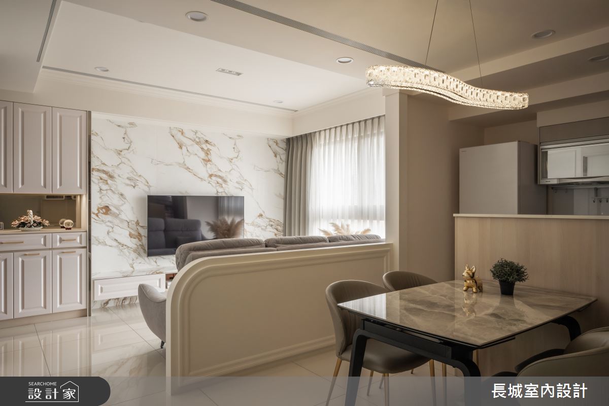 38坪預售屋＿新古典客廳餐廳廚房吧檯中島案例圖片＿長城室內設計＿長城_22.古典新韻之94