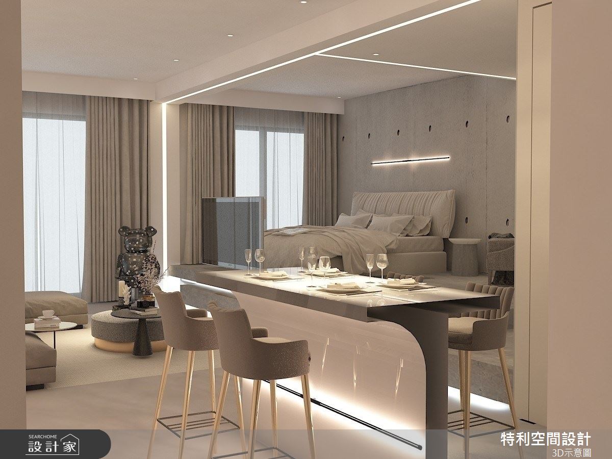 14坪預售屋＿現代風客廳餐廳吧檯臥室案例圖片＿特利空間設計＿特利_02之6