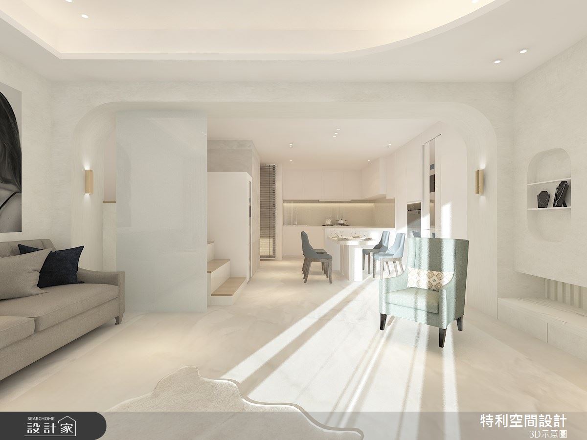 40坪新成屋(5年以下)＿現代美式風客廳餐廳樓梯案例圖片＿特利空間設計＿特利_09之1