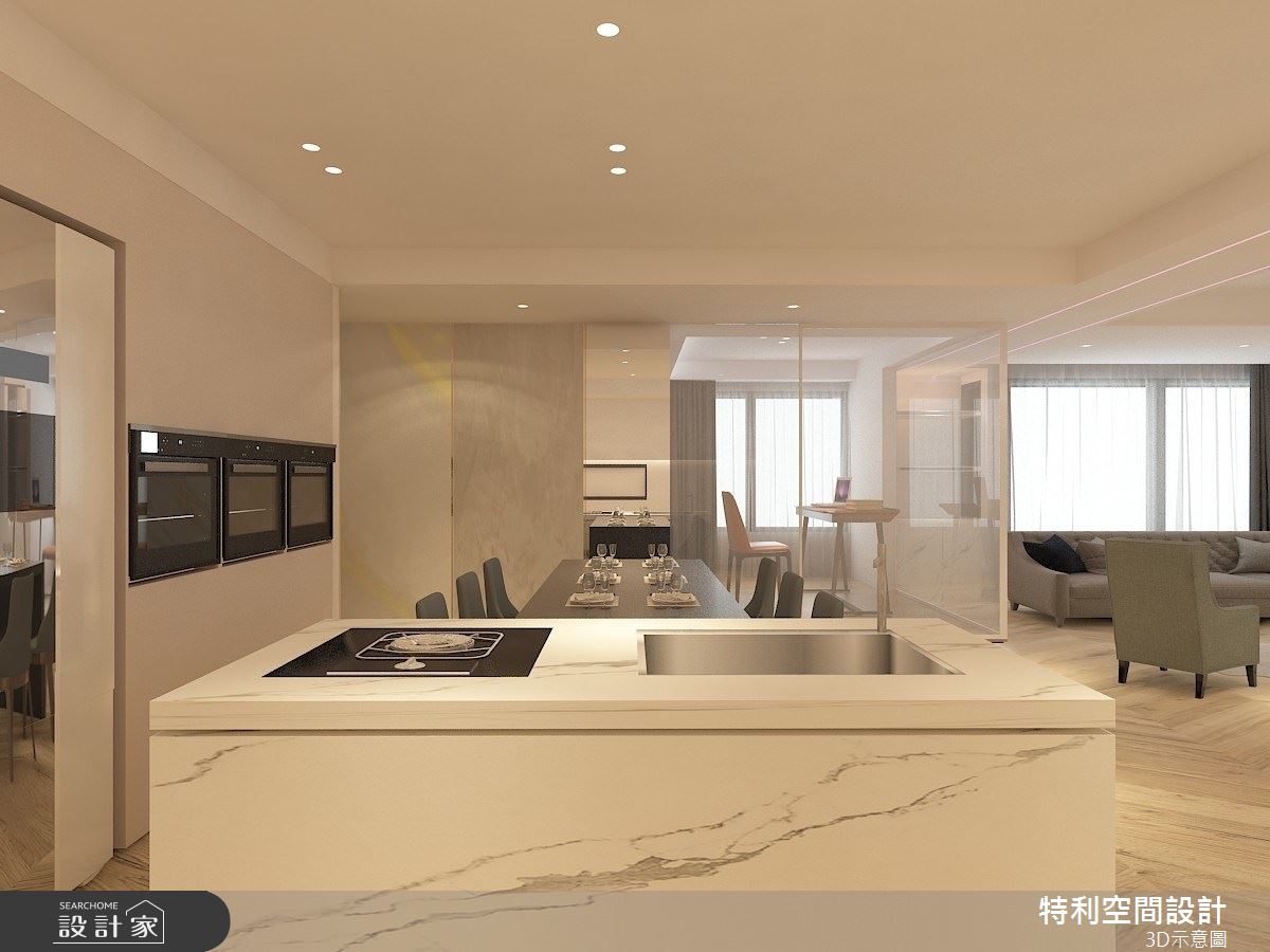 58坪新成屋(5年以下)＿現代法式風餐廳廚房中島案例圖片＿特利空間設計＿特利_15之6