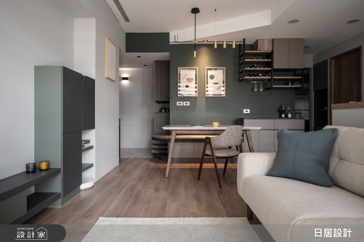 22坪新成屋(5年以下)＿混搭風客廳餐廳案例圖片＿日居設計＿日居_梣木厚綠佐醺香之14