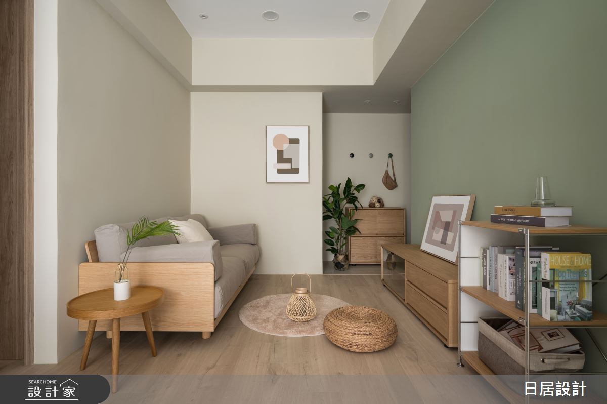 13坪新成屋(5年以下)＿混搭風玄關客廳案例圖片＿日居設計＿日居_林蔭下的焦糖香之4
