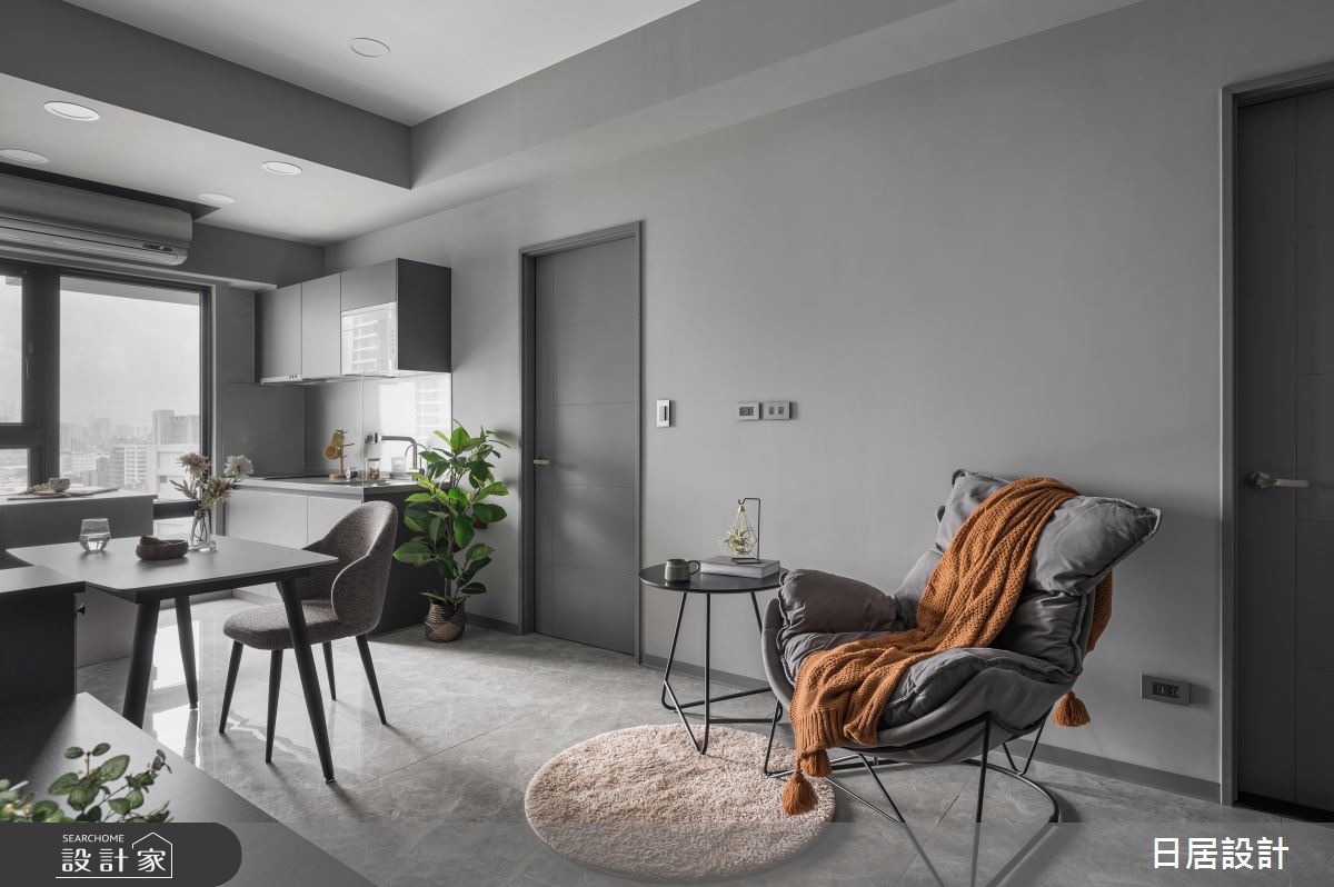 15坪新成屋(5年以下)＿混搭風客廳餐廳廚房案例圖片＿日居設計＿日居_無彩調色盤之6