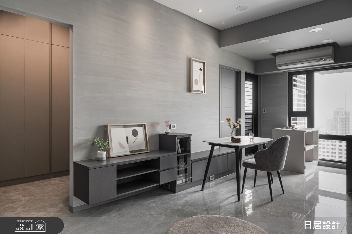 15坪新成屋(5年以下)＿混搭風客廳案例圖片＿日居設計＿日居_無彩調色盤之1