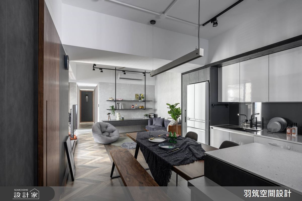 18坪新成屋(5年以下)＿工業風餐廳廚房中島案例圖片＿羽筑空間設計＿羽筑_05椰林覓之4