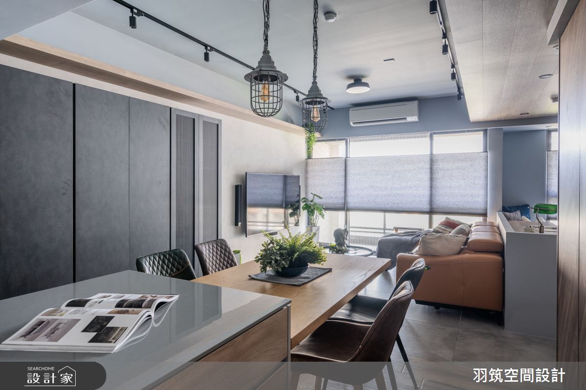 29坪新成屋(5年以下)＿工業風客廳餐廳吧檯中島案例圖片＿羽筑空間設計＿羽筑_1911號公園之3