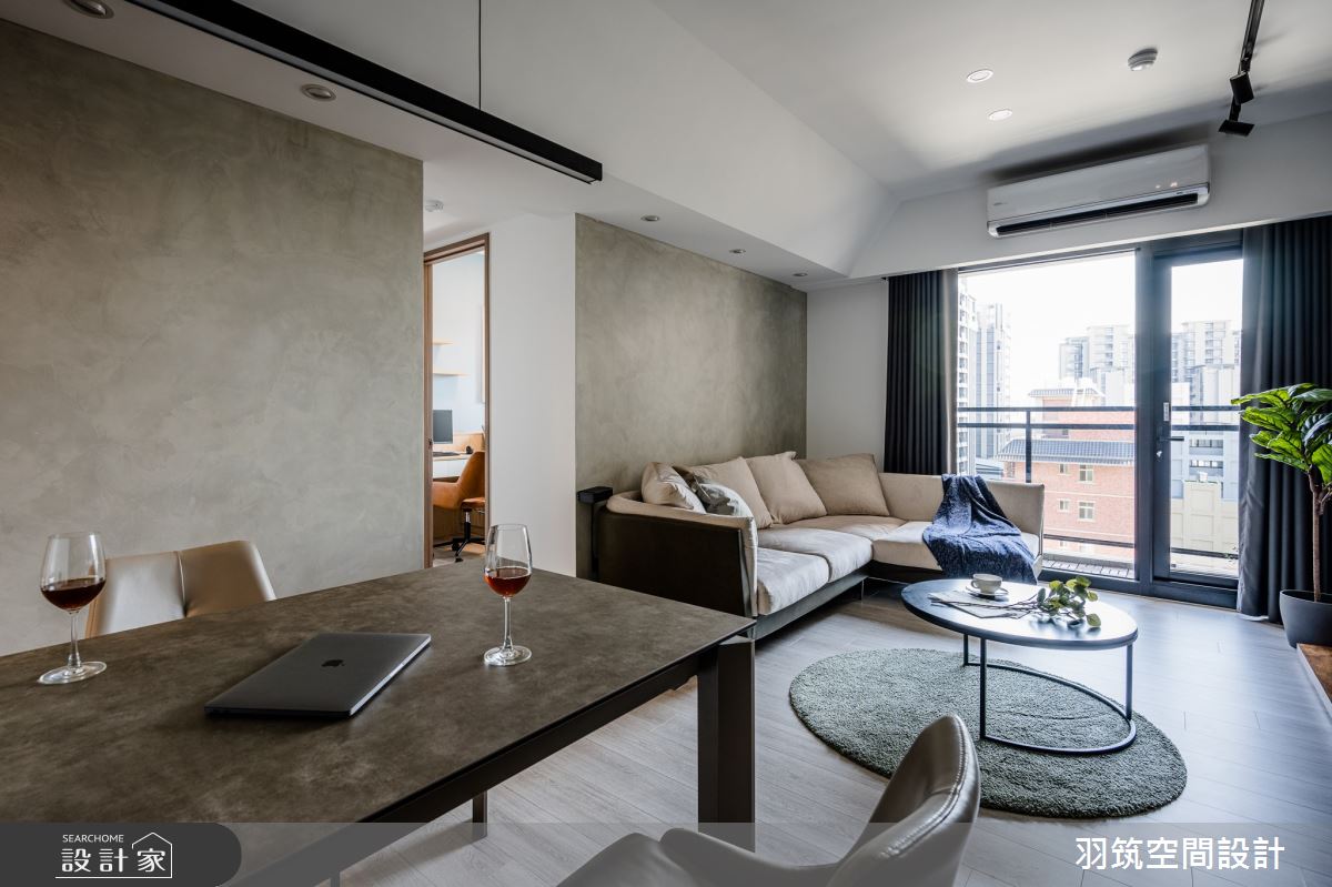 16坪新成屋(5年以下)＿混搭風客廳餐廳陽台案例圖片＿羽筑空間設計＿羽筑_25椰林賞之4