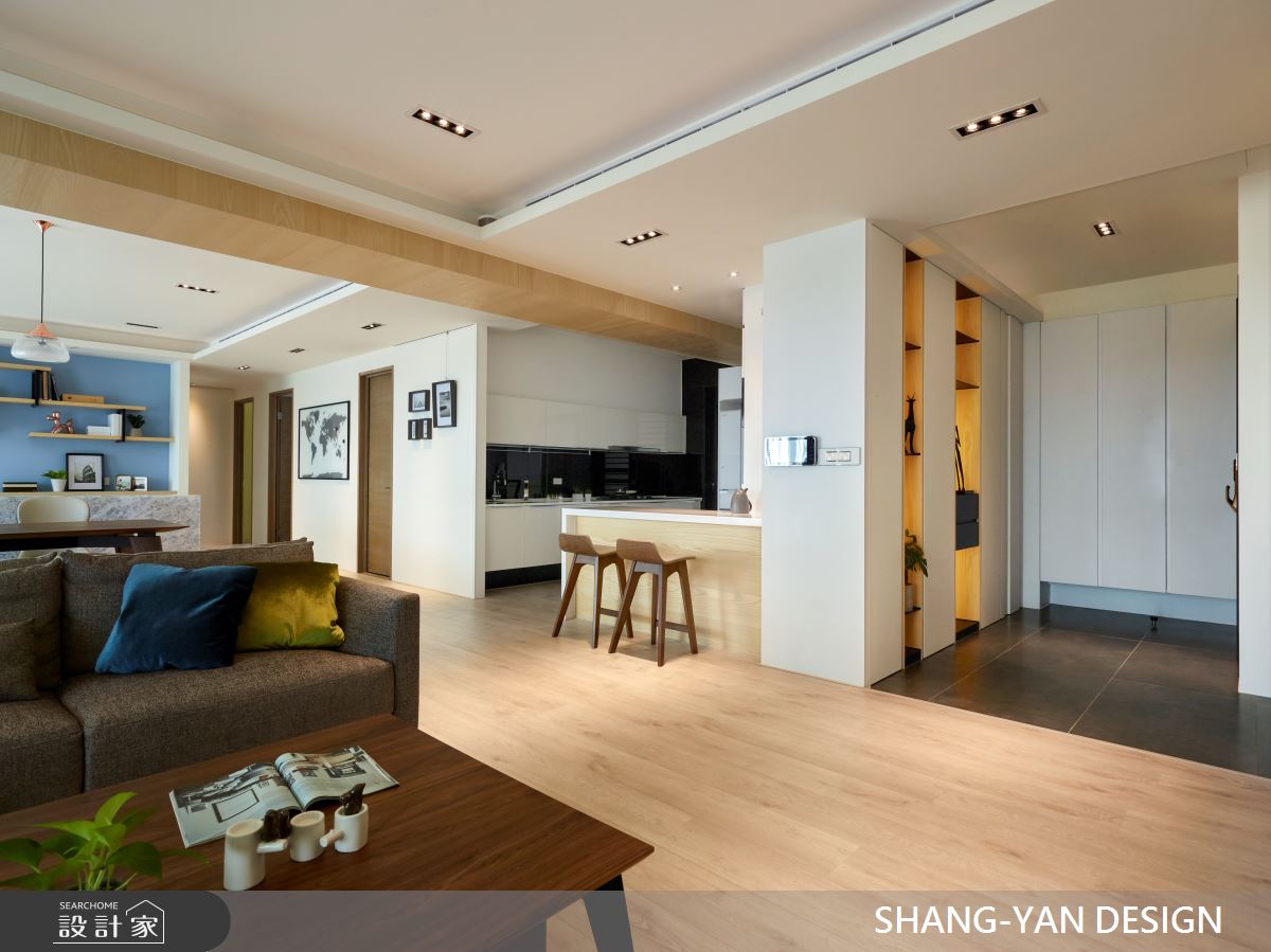 45坪新成屋(5年以下)＿現代風玄關客廳餐廳廚房吧檯中島案例圖片＿上硯空間建築＿上硯_質樸演繹之3