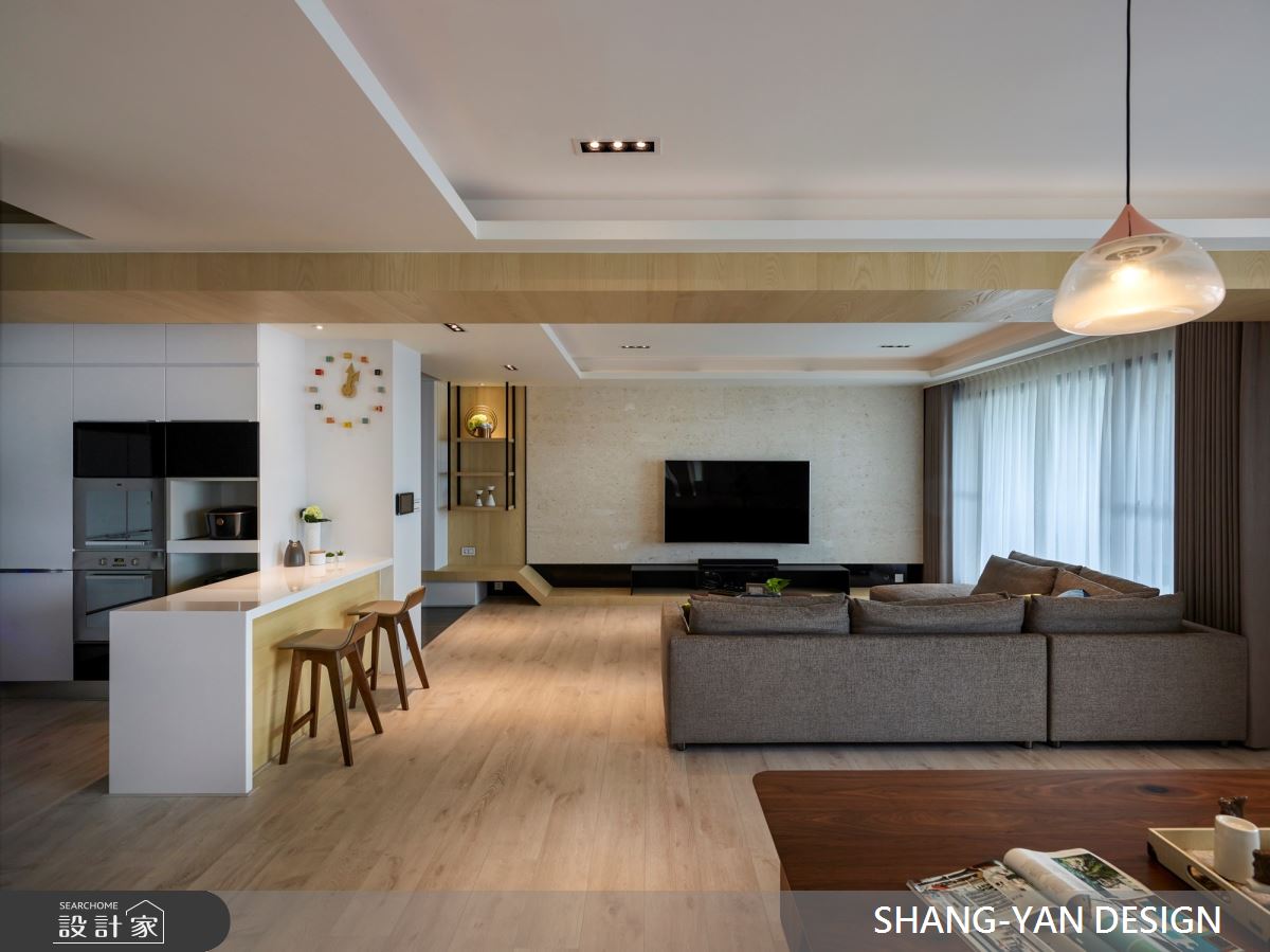 45坪新成屋(5年以下)＿現代風客廳餐廳吧檯中島案例圖片＿上硯空間建築＿上硯_質樸演繹之12