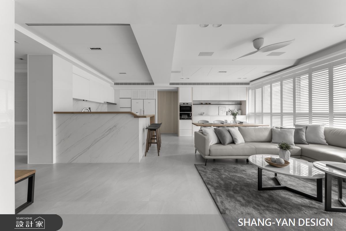 60坪老屋(16~30年)＿現代風客廳餐廳吧檯中島案例圖片＿上硯空間建築＿上硯_獨特純淨之4