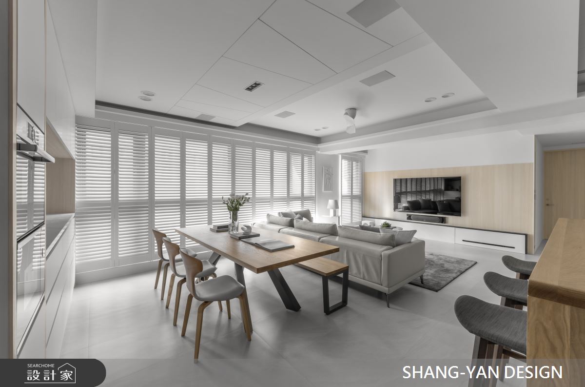 60坪老屋(16~30年)＿現代風客廳餐廳吧檯中島案例圖片＿上硯空間建築＿上硯_獨特純淨之8