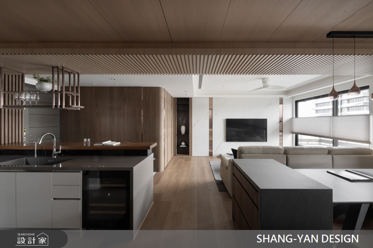 55坪毛胚屋＿現代風客廳餐廳吧檯書房中島案例圖片＿上硯空間建築＿上硯_極致之13
