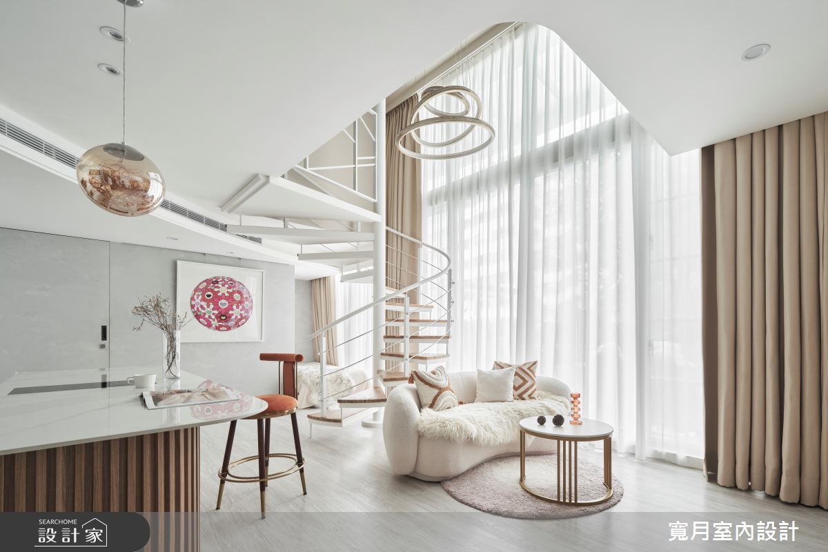 21坪新成屋(5年以下)＿輕奢北歐風客廳吧檯樓梯中島案例圖片＿寬月室內裝修設計股份有限公司＿寬月_3｜沐白·光蕴·漫拾之1