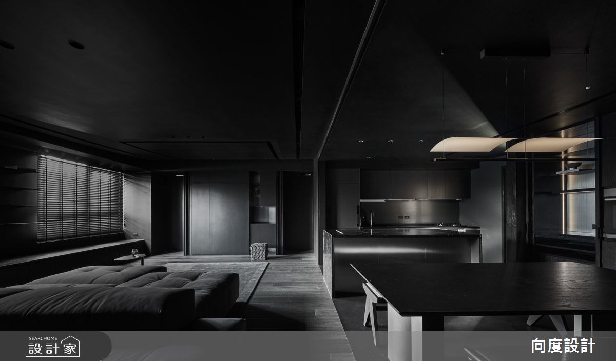 40坪新成屋(5年以下)＿現代風客廳餐廳廚房中島案例圖片＿向度設計＿向度_光與暗之12