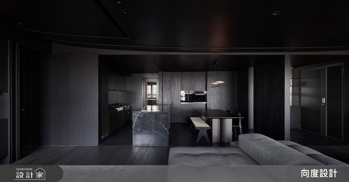 40坪新成屋(5年以下)＿現代風客廳餐廳廚房中島案例圖片＿向度設計＿向度_光與暗之18