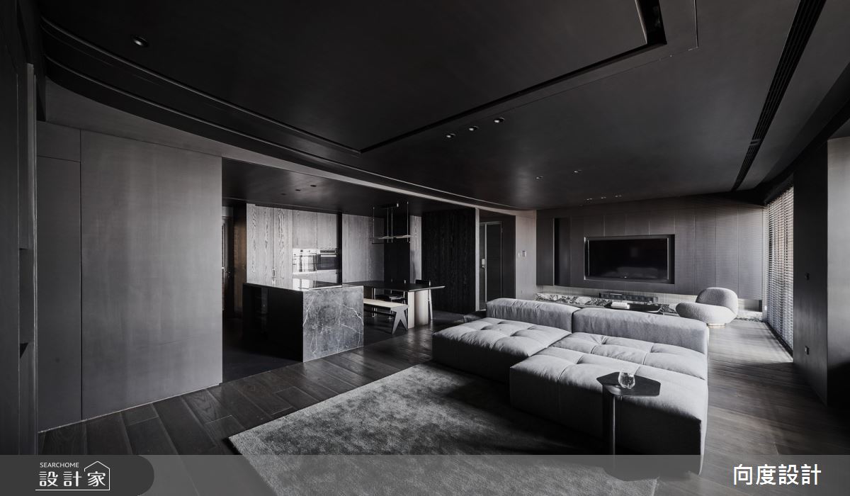 40坪新成屋(5年以下)＿現代風客廳餐廳廚房中島案例圖片＿向度設計＿向度_光與暗之19