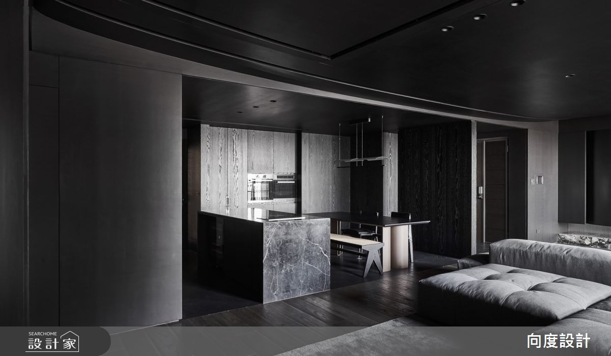 40坪新成屋(5年以下)＿現代風客廳餐廳廚房中島案例圖片＿向度設計＿向度_光與暗之20
