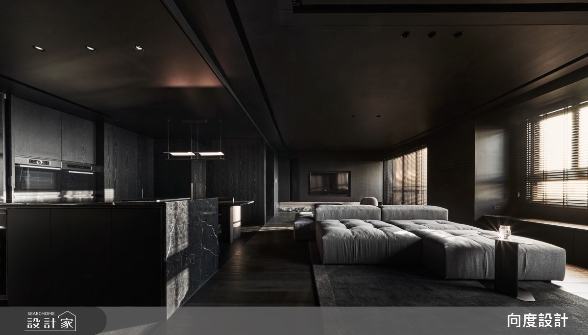 40坪新成屋(5年以下)＿現代風客廳餐廳廚房中島案例圖片＿向度設計＿向度_光與暗之13