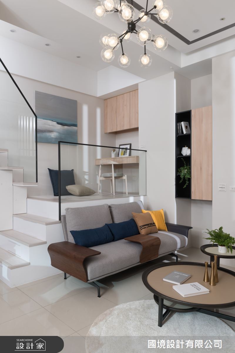 55坪新成屋(5年以下)＿現代風客廳書房樓梯案例圖片＿國境設計有限公司＿國境設計中心—負數之10