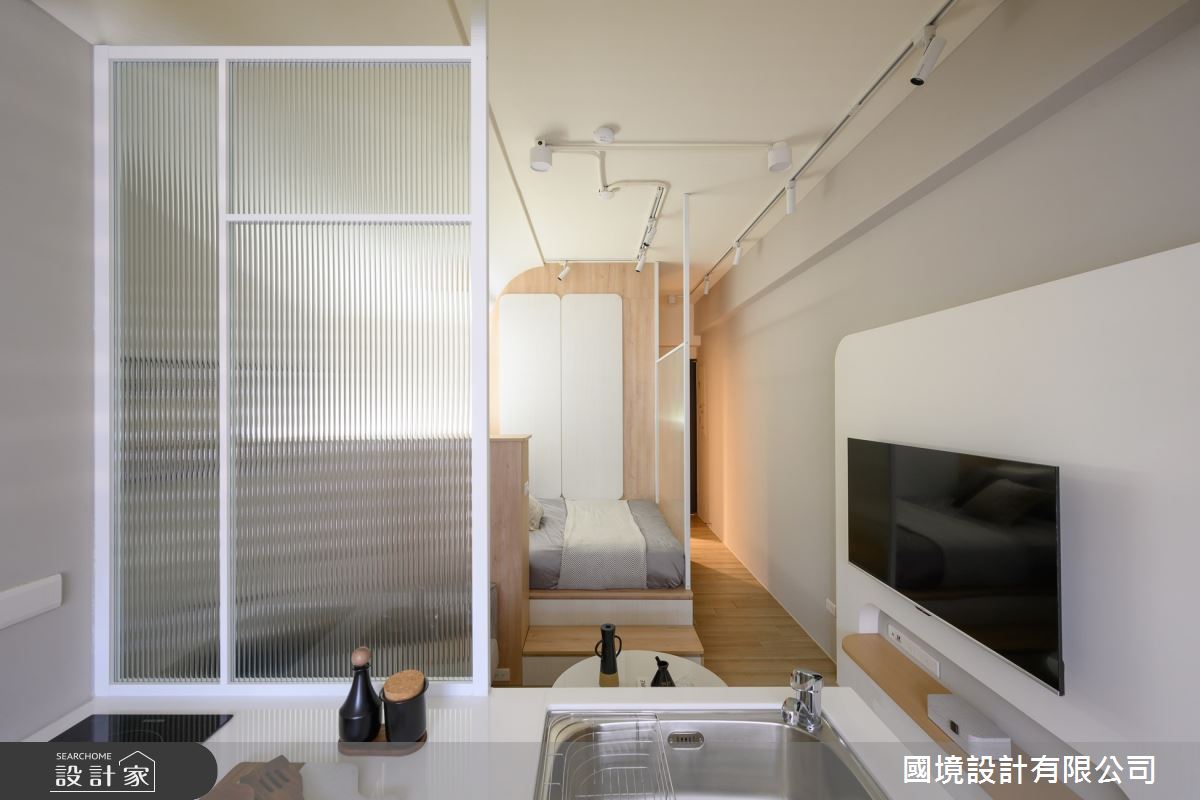 8坪新成屋(5年以下)＿簡約風客廳廚房臥室案例圖片＿國境設計有限公司＿國境設計中心—圓角之5