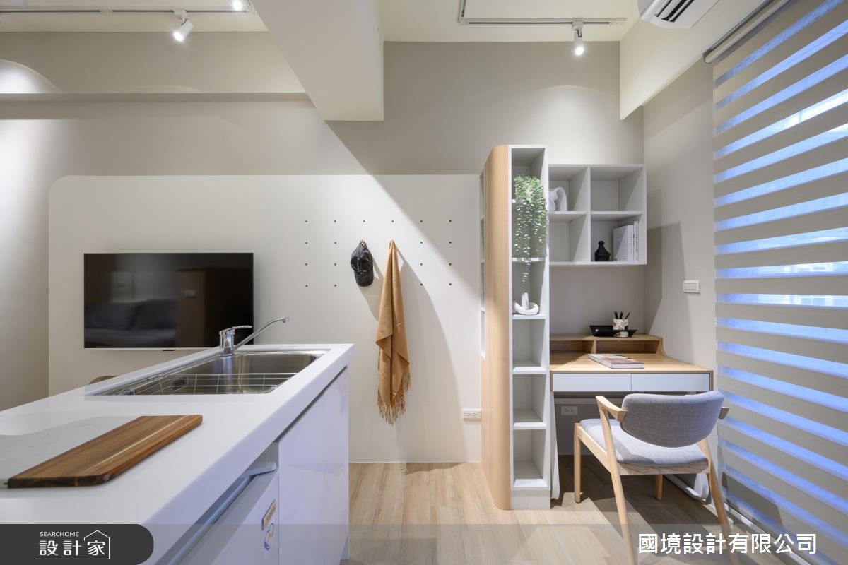 8坪新成屋(5年以下)＿簡約風客廳廚房書房工作區案例圖片＿國境設計有限公司＿國境設計中心—圓角之19