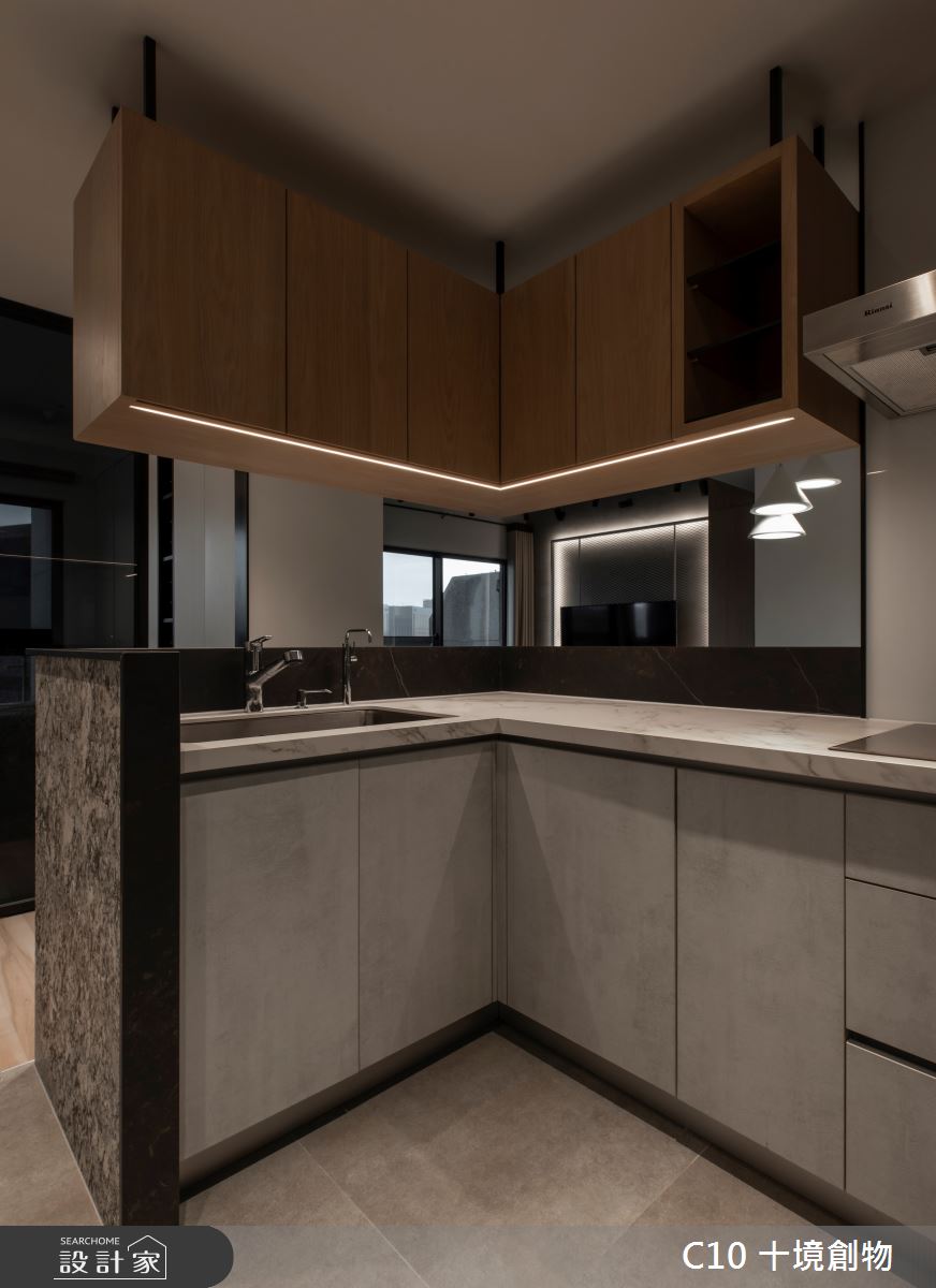 20坪預售屋＿簡約風廚房中島案例圖片＿十境創物空間設計有限公司＿十境_城隱淬鍊之19