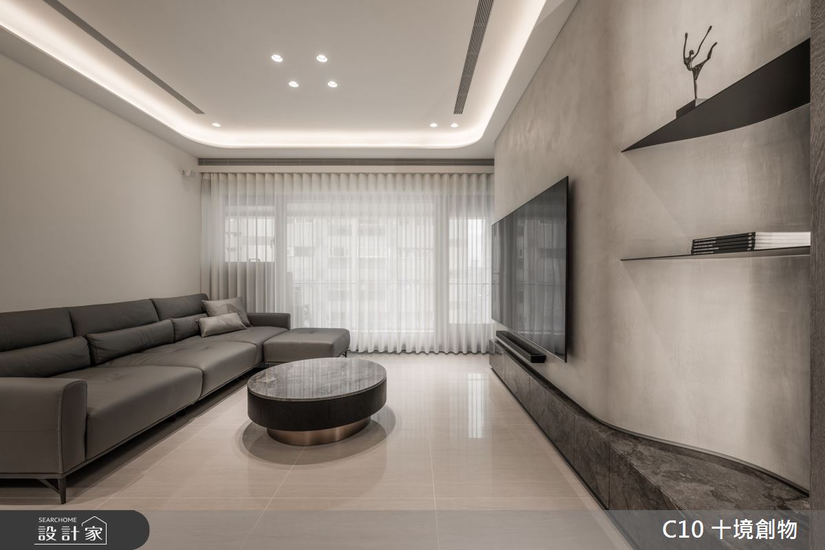 37坪新成屋(5年以下)＿現代風客廳案例圖片＿十境創物空間設計有限公司＿十境_隱若灰韻之4