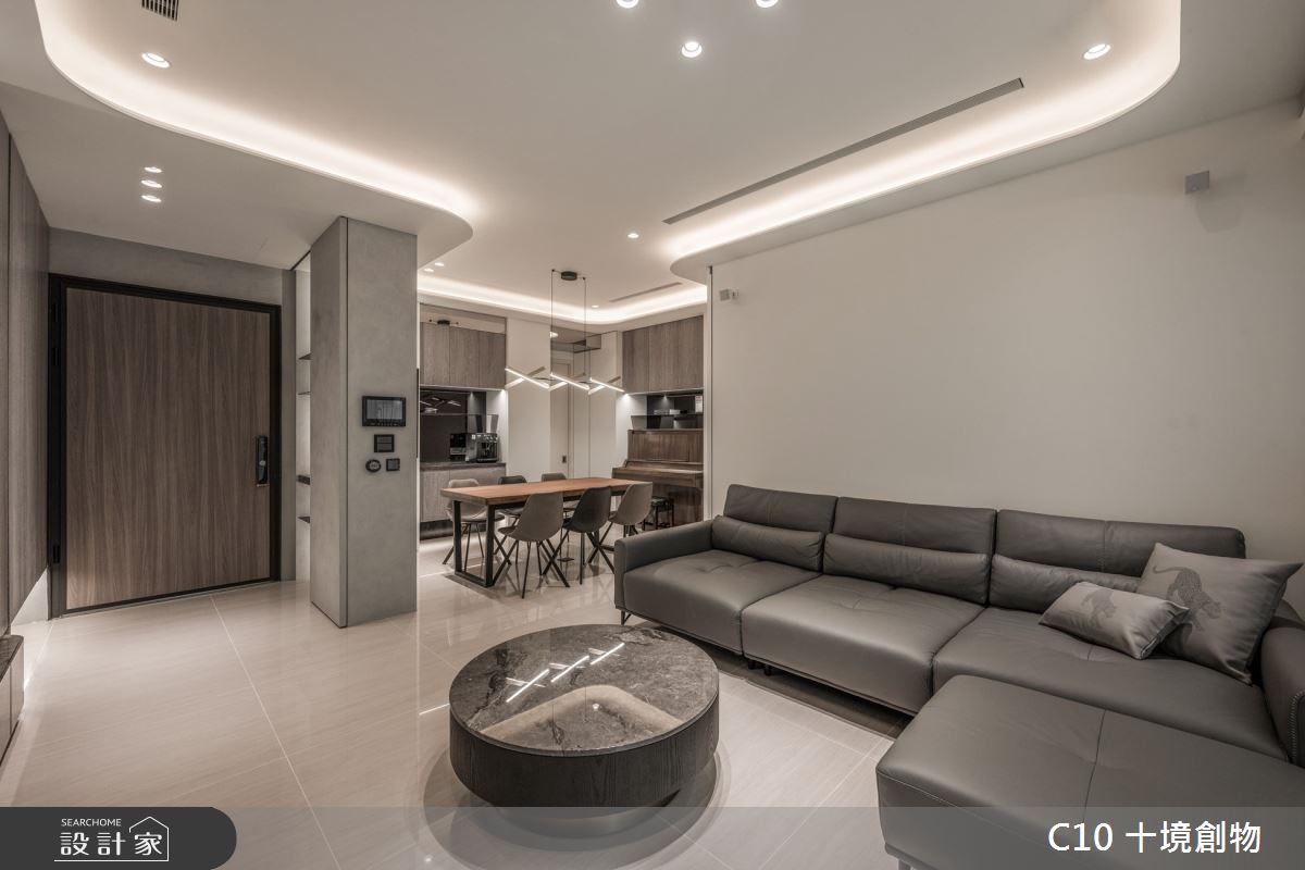 37坪新成屋(5年以下)＿現代風玄關客廳餐廳廚房案例圖片＿十境創物空間設計有限公司＿十境_隱若灰韻之9