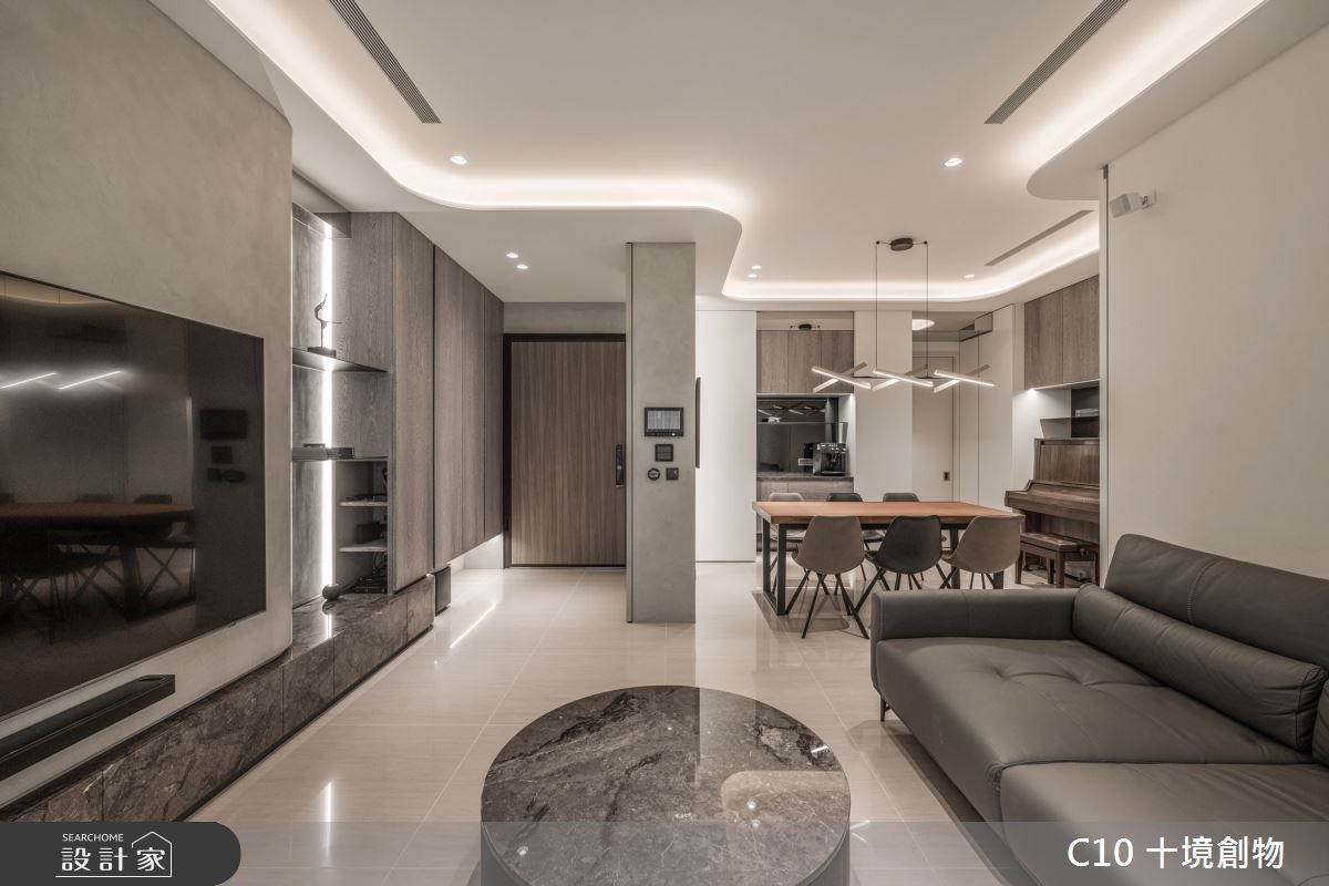 37坪新成屋(5年以下)＿現代風玄關客廳餐廳廚房案例圖片＿十境創物空間設計有限公司＿十境_隱若灰韻之10