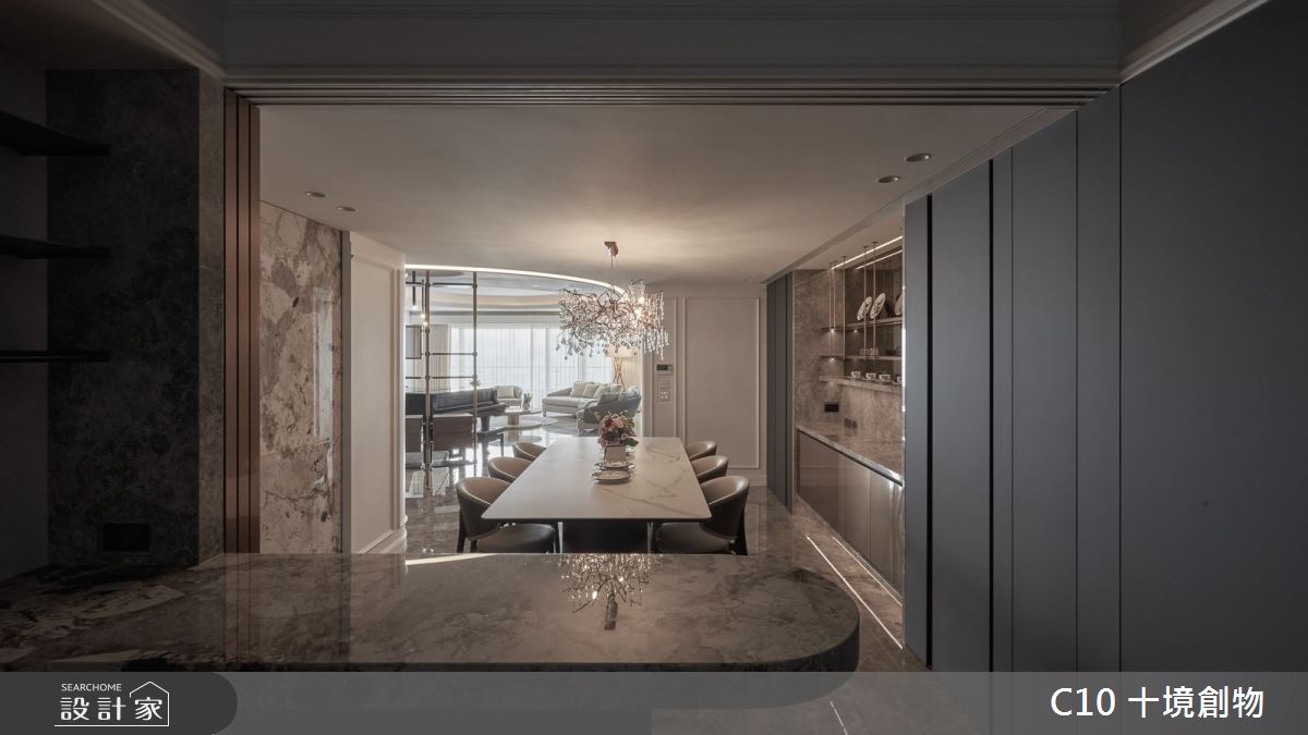 90坪新成屋(5年以下)＿奢華風餐廳中島案例圖片＿十境創物空間設計有限公司＿十境_緻鉑靜雅之19