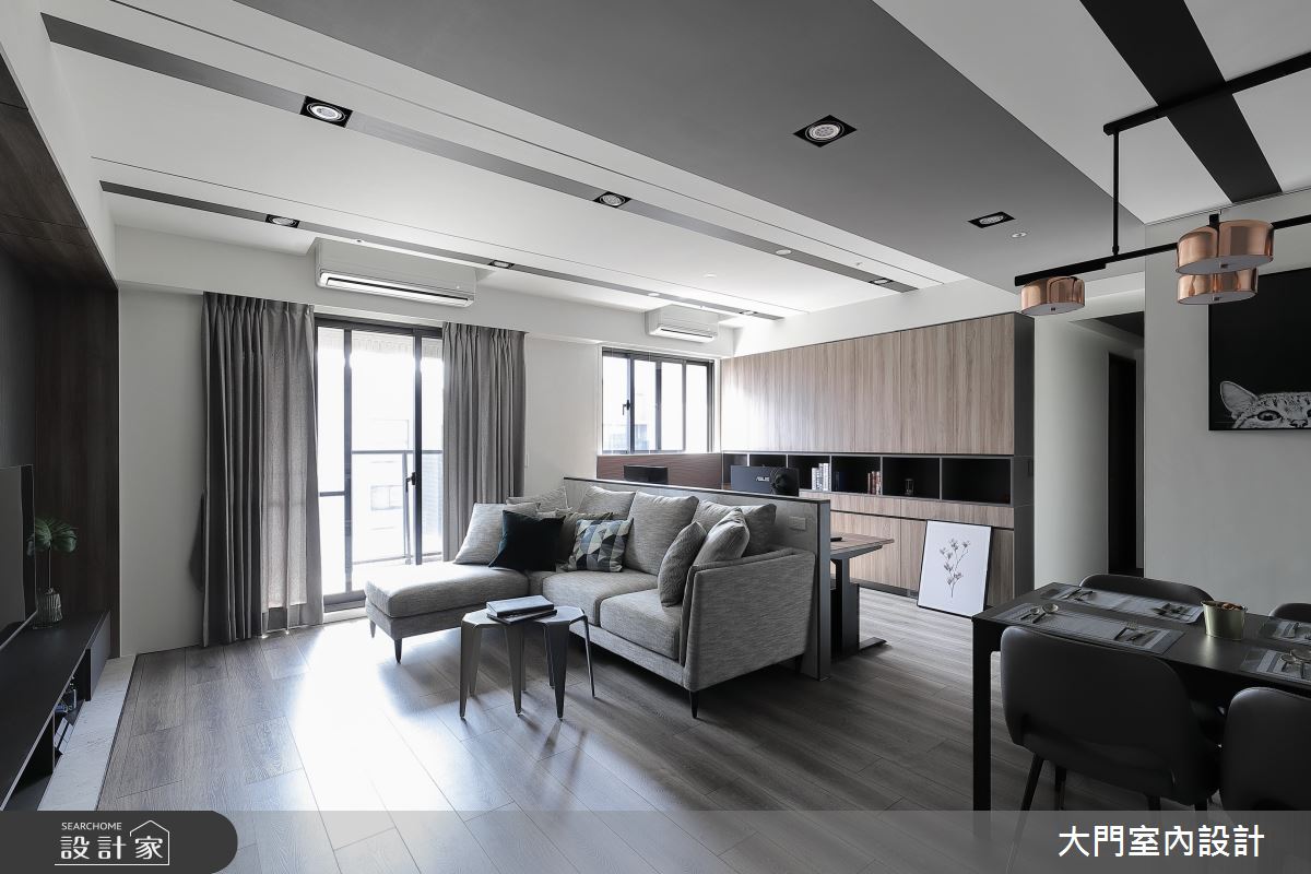 32坪新成屋(5年以下)＿現代風客廳案例圖片＿大門室內裝修設計工程有限公司＿大門_午夜藍調之6