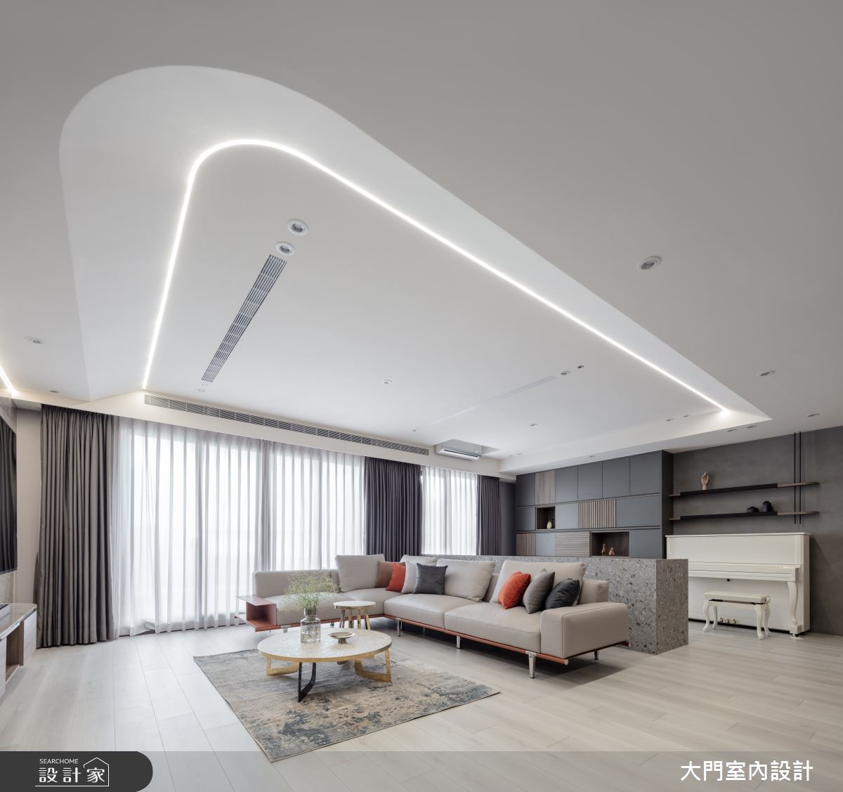 60坪新成屋(5年以下)＿現代風客廳案例圖片＿大門室內裝修設計工程有限公司＿大門_禾慕・太平之5