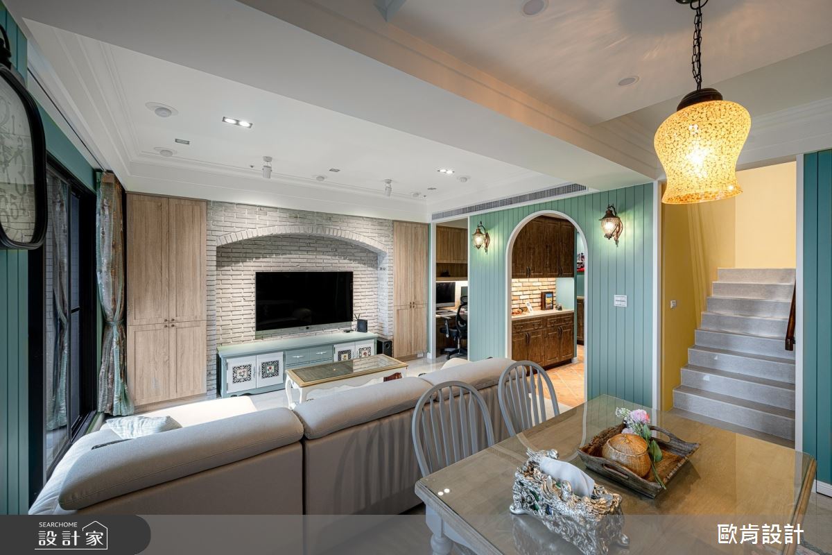 40坪新成屋(5年以下)＿鄉村風客廳餐廳樓梯案例圖片＿歐肯傢俱生活館有限公司＿歐肯_01之14