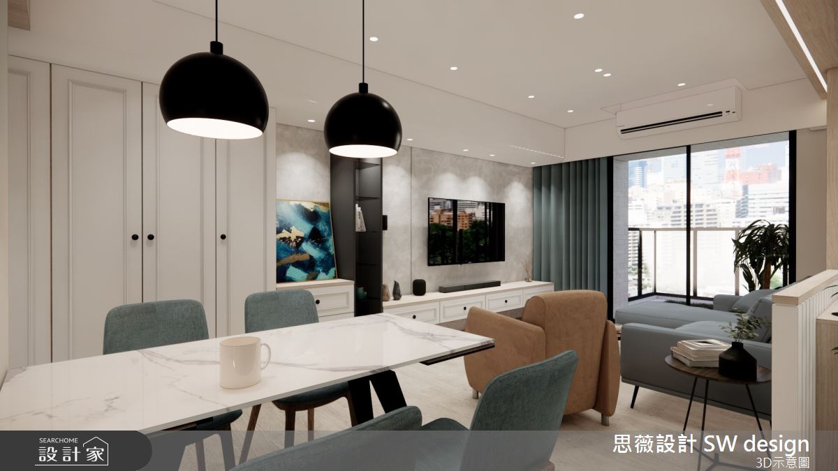 17坪新成屋(5年以下)＿混搭風客廳餐廳陽台中島案例圖片＿思薇空間設計有限公司＿思薇_19之30