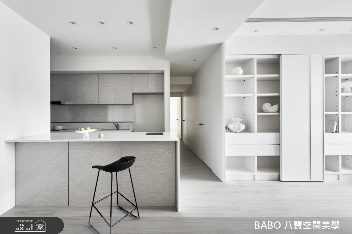 32坪新成屋(5年以下)＿簡約風廚房吧檯中島案例圖片＿八寶空間美學＿八寶_一抹，白之12