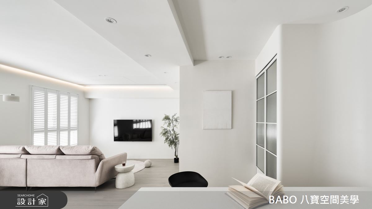 32坪新成屋(5年以下)＿簡約風客廳吧檯中島案例圖片＿八寶空間美學＿八寶_一抹，白之10