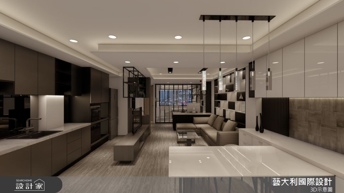 24坪老屋(41~50年)＿奢華風客廳餐廳廚房書房案例圖片＿藝大利國際設計＿藝大利_33之3