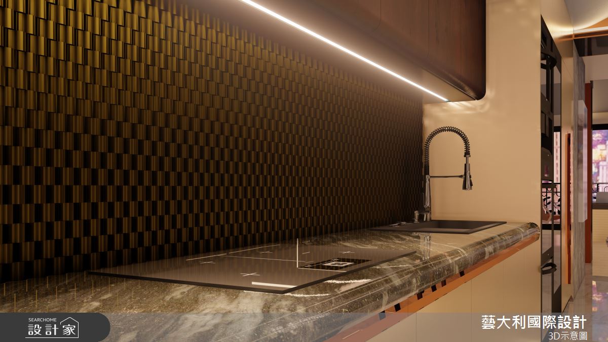 50坪毛胚屋＿奢華風廚房中島案例圖片＿藝大利國際設計＿藝大利_38之12