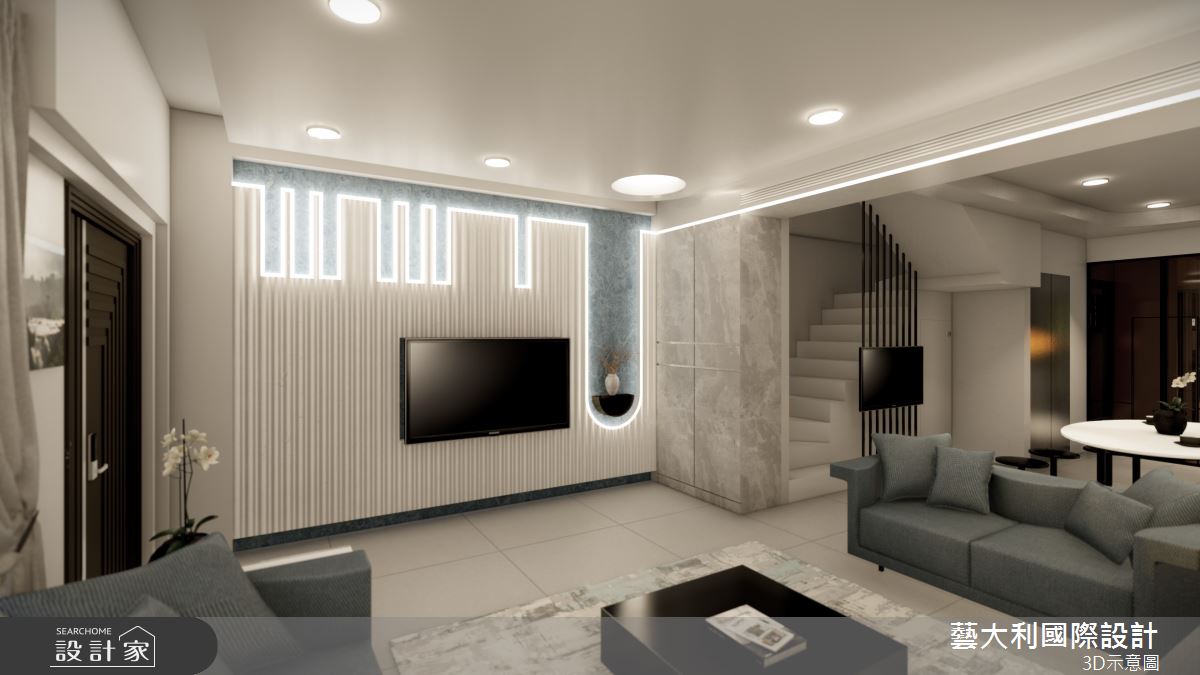 100坪預售屋＿現代風玄關客廳樓梯案例圖片＿藝大利國際設計＿藝大利_46之4