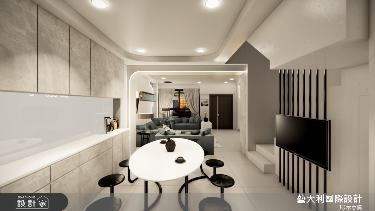 100坪預售屋＿現代風客廳餐廳樓梯案例圖片＿藝大利國際設計＿藝大利_46之10