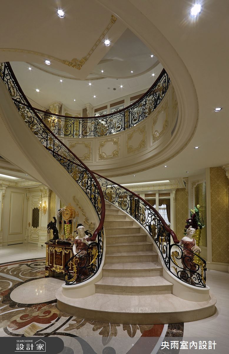 350坪新成屋(5年以下)＿歐式風格樓梯案例圖片＿央雨室內設計＿央雨_啟德重機_竹北皇宮_歐式風格之9