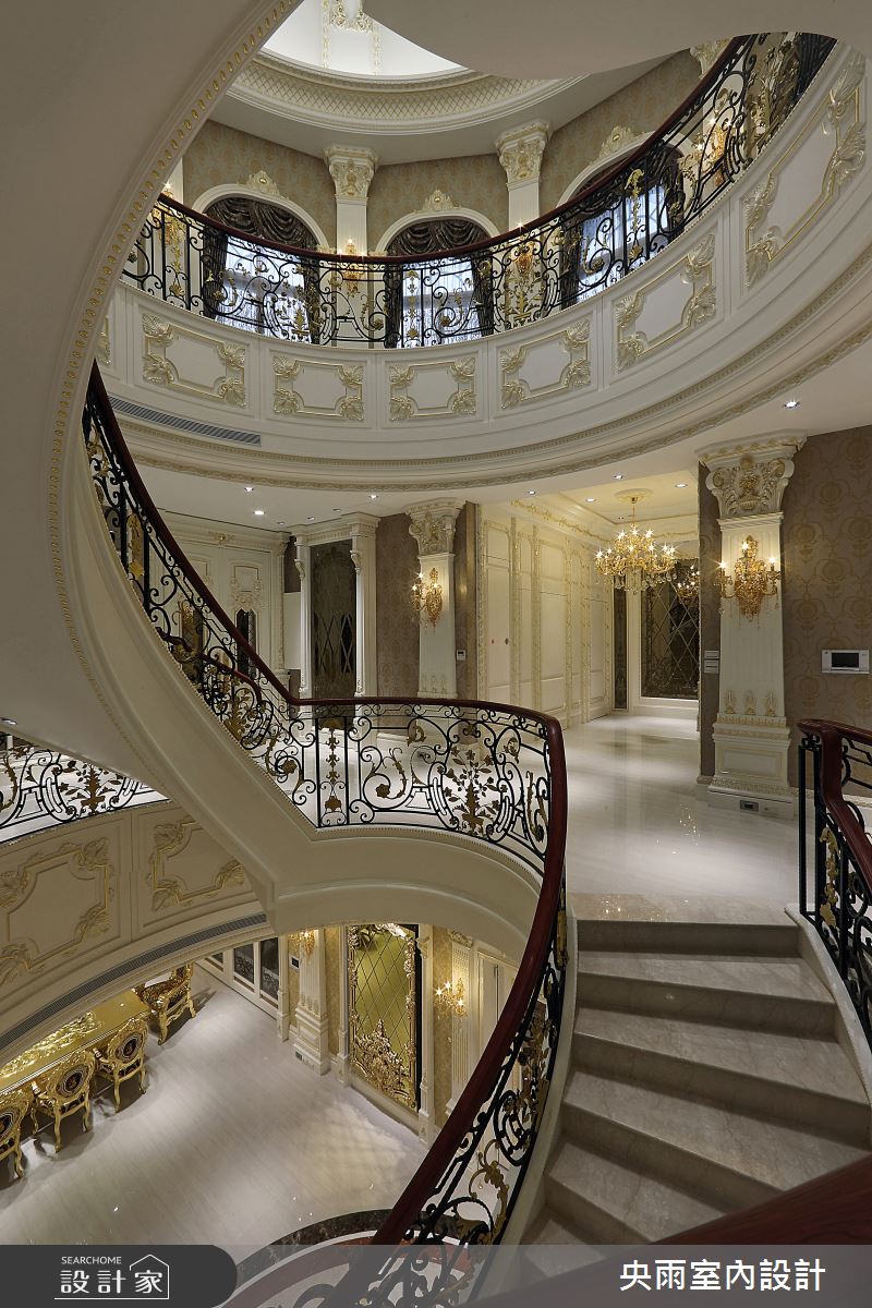 350坪新成屋(5年以下)＿歐式風格樓梯案例圖片＿央雨室內設計＿央雨_啟德重機_竹北皇宮_歐式風格之11