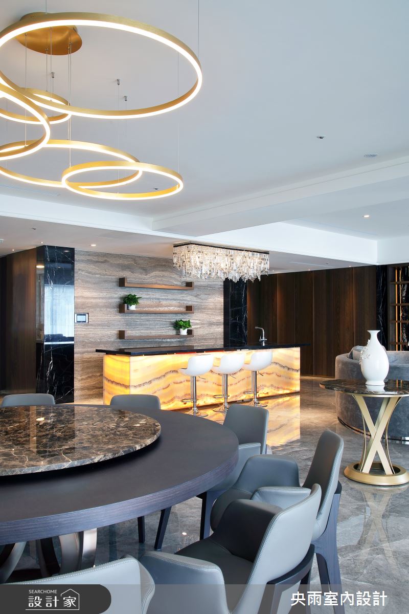 60坪新成屋(5年以下)＿輕奢華風格餐廳中島案例圖片＿央雨室內設計＿央雨_台中_寶輝秋紅谷_輕奢華風格之11
