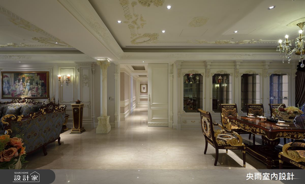 80坪中古屋(5~15年)＿歐式風格客廳餐廳走廊案例圖片＿央雨室內設計＿央雨_中悅_歐式風格之8